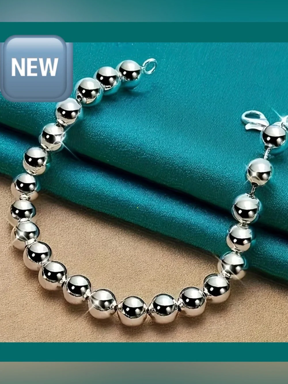 Sterling 925 ~ 8MM Beaded 8inch ~New~